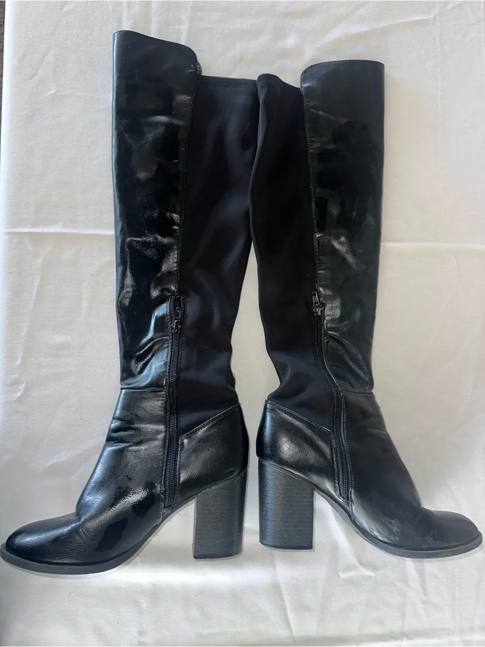 Indigo Black Over-the-Knee Block Heel Boots